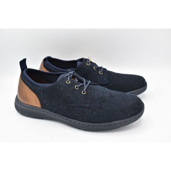 Born Mens Size 12 Marcus Navy Brown Wool Fabric Lace Up Casual Shoes Sneakers - Picture 4 of 11